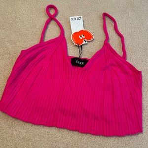 NWT Cider L pink knit crop top